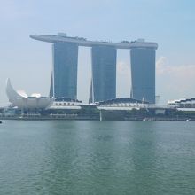 マーライオンパークから見るマリーナベイサンズ