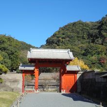 青空に映える錫門