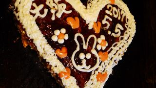 ハート形のお好み焼き