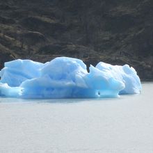グレイ湖の湖上に氷山が浮かんでいました