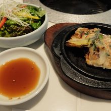 ミニチヂミがミニすぎ。冷えていたのにもがっかり。