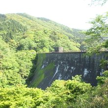 ふたたび遊歩道へ。途中の展望所から堰堤を眺める。