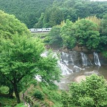 龍門の滝の上を通るJR烏丸線