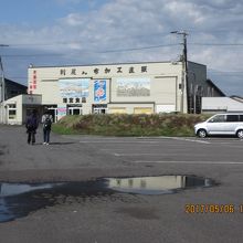 駐車場から利尻富士に向かって、道路を渡る