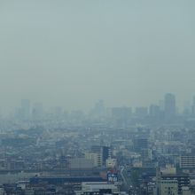 あべのハルカスがもやの中で視認できる