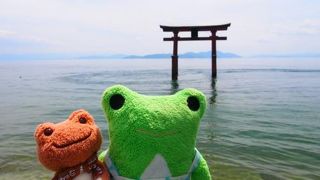 神秘的 琵琶湖の中の鳥居