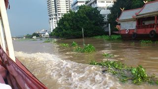 ボートで上流へ