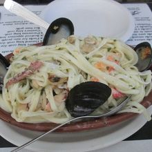 海鮮パスタを食べました