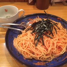 明太子のうにパスタです。