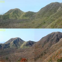 大平山山頂からのパノラマ（5月上旬と11月下旬の比較）