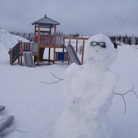 宿泊コテージのすぐ傍に公園があります。とてもありがたいです。