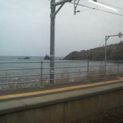 駅のすぐそばで日本海の荒波と戯れられます
