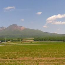 駒ケ岳駅付近の車窓から見る駒ケ岳