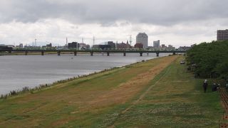 萬代橋の上流側の土手