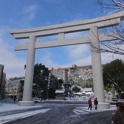 巨大な鳥居が印象的