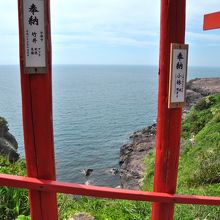 鳥居の間から日本海が