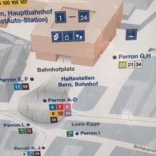 ベルン中央駅のバス停MAP