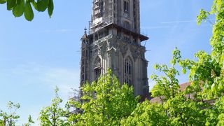 改修工事中で、素晴らしいと言われるステンドグラスが見れなかったのは残念!　バラ公園から見えるのはこの大聖堂です!