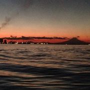夕焼け時には富士山も