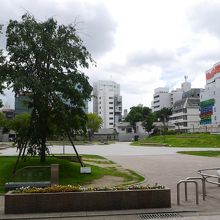 廻りはビルに囲まれています