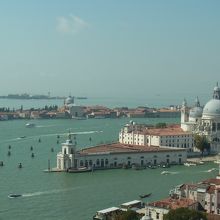 写真右側がカナルグランデ大運河、左側がサンマルコ運河