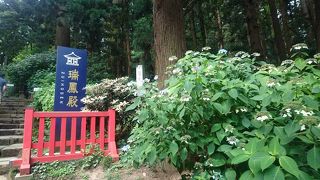 坂道と階段を登った先に