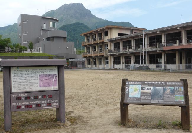 火砕流からの熱風で被災した小学校