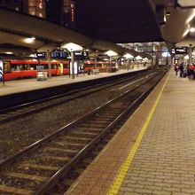 ストックホルム行き国際列車の入線を待ちます