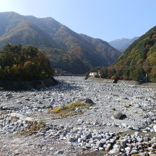 扇状地の典型的な川、太田切川です。