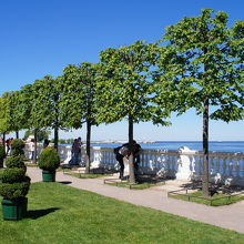 モン・プレジール宮殿の向こうはフィンランド湾