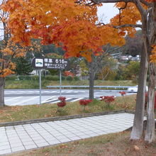 「姥捨サービスエリアは標高616m」の看板です。