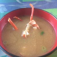 朝食　伊勢海老の出汁が入った味噌汁