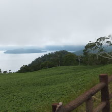 霧が掛かってますが、中島が見えました。