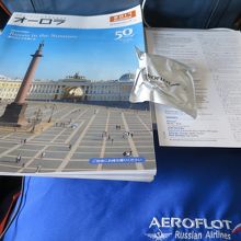 日本語対応の機内誌と食事メニュー