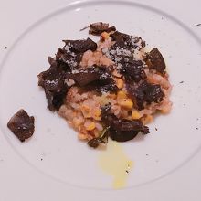 牛と焼トウモロコシのリゾット、トリュフ