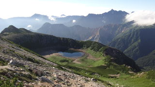 三俣山荘から約１時間