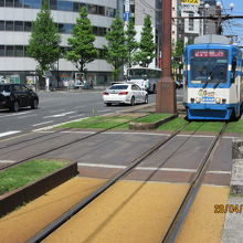 市内を走る市電 