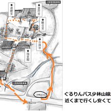 循環と言いながら反対車線から発車する。登山の参考ルートを表示