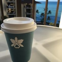 プールサイドに毎朝コーヒーをもらいに行きます笑。