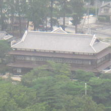 群馬県庁の展望ロビーから見える臨江閣