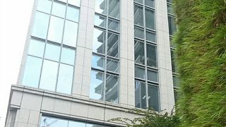 江戸城外堀の石積みが残されています