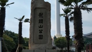 釜山の港を高台から見下ろせる公園