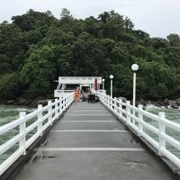 例の桟橋。雨の日は寂れ感が…。