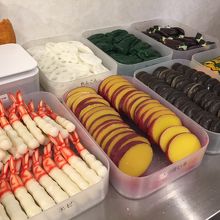 これらの野菜（サンプル）を天ぷらにします