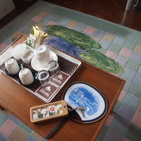 ルームキーもお洒落。　床のラグにも景色が。