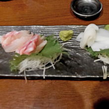 いか造り680円　活〆鯛造り580円