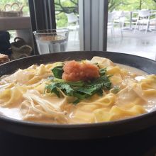 豆腐、明太子、ウニのカルボナーラ