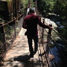 吊橋を渡って散策