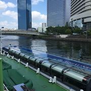 川の水面ギリギリの視線で大阪の街を見る