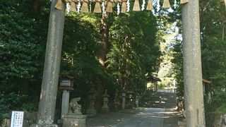 小山の上に鎮座する神社（塩竈神社）